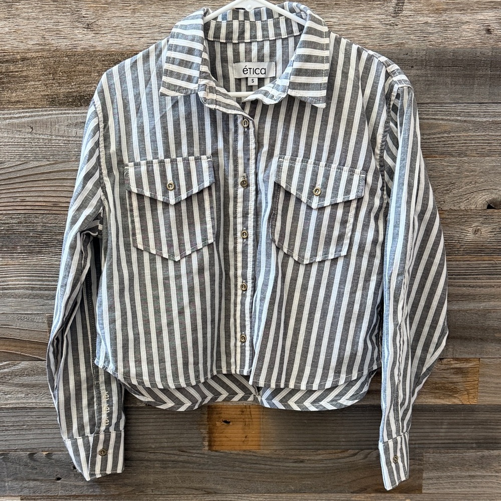 Ética Striped Button-Up Shirt Size Small NWT